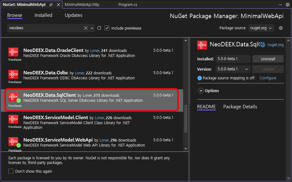 Add Database Package