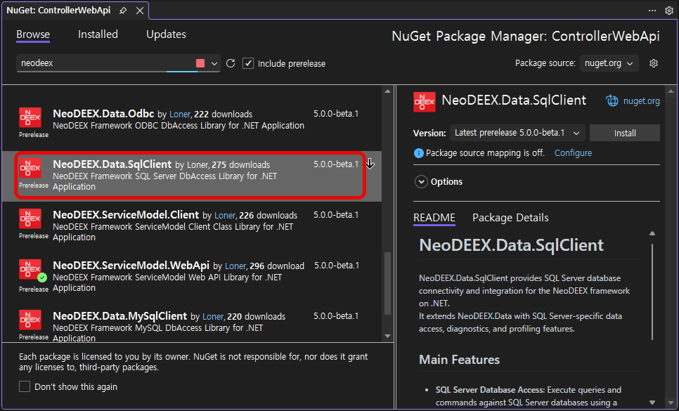 Add SqlClient Packages