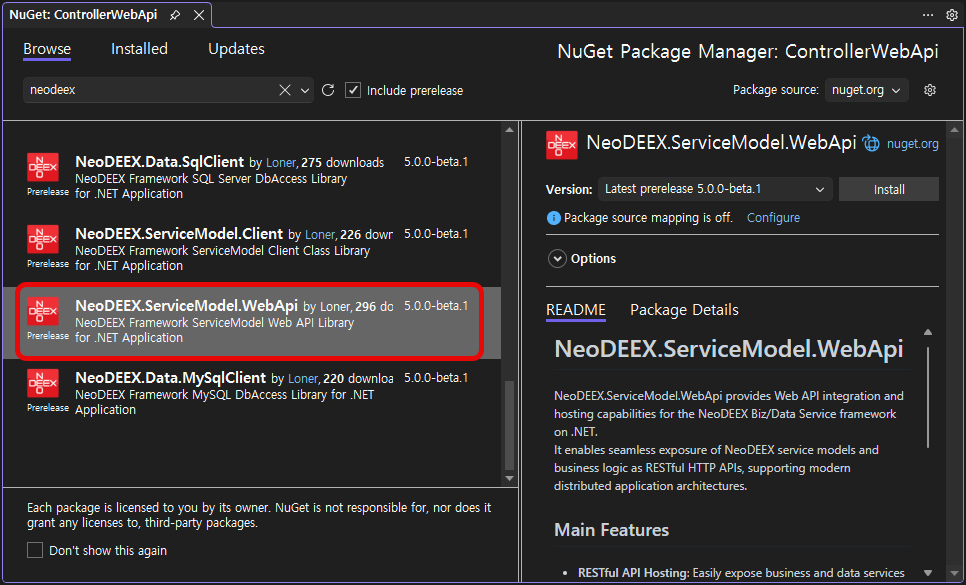 Add WebApi Package